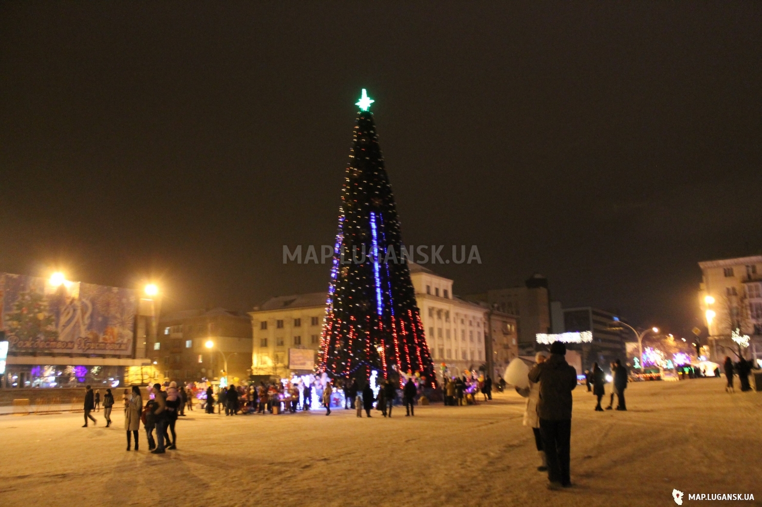 Карта Луганска - Фотографии - Современные, Любительские, Ночь, Зима, Цветные