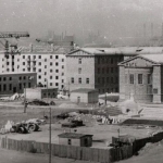 Строительство лабораторного корпуса ВГМИ (слева), главный (справа) уже построен, История, Черно-белые, Строительство, С высоты