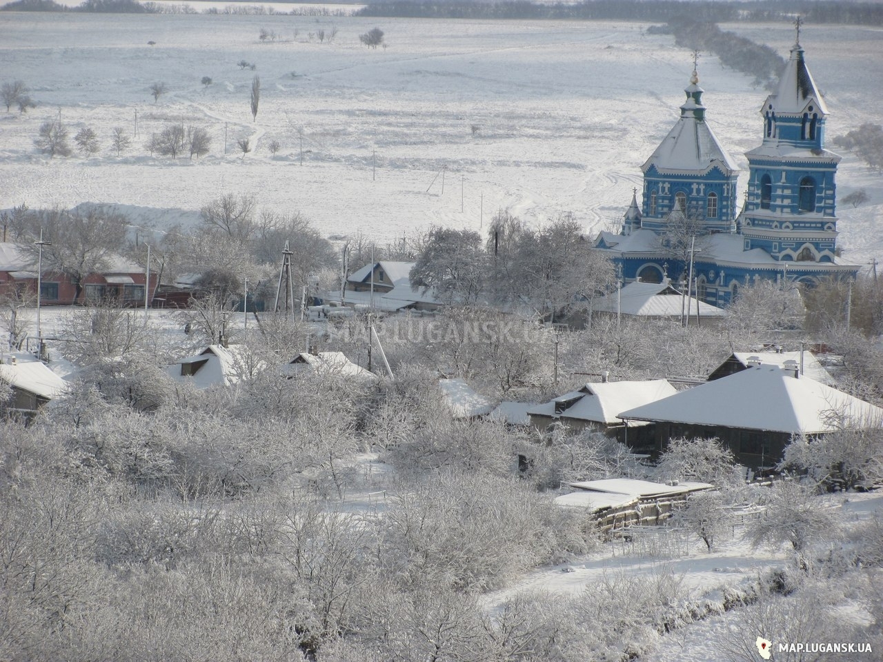 Церковь в Чутино вид с балкона, Современные, Профессиональные, С высоты, Зима, День, Цветные