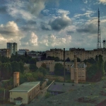 Луганск где то с крыши высотки, Современные, С высоты, Лето, Солнечно, Облака, Цветные
