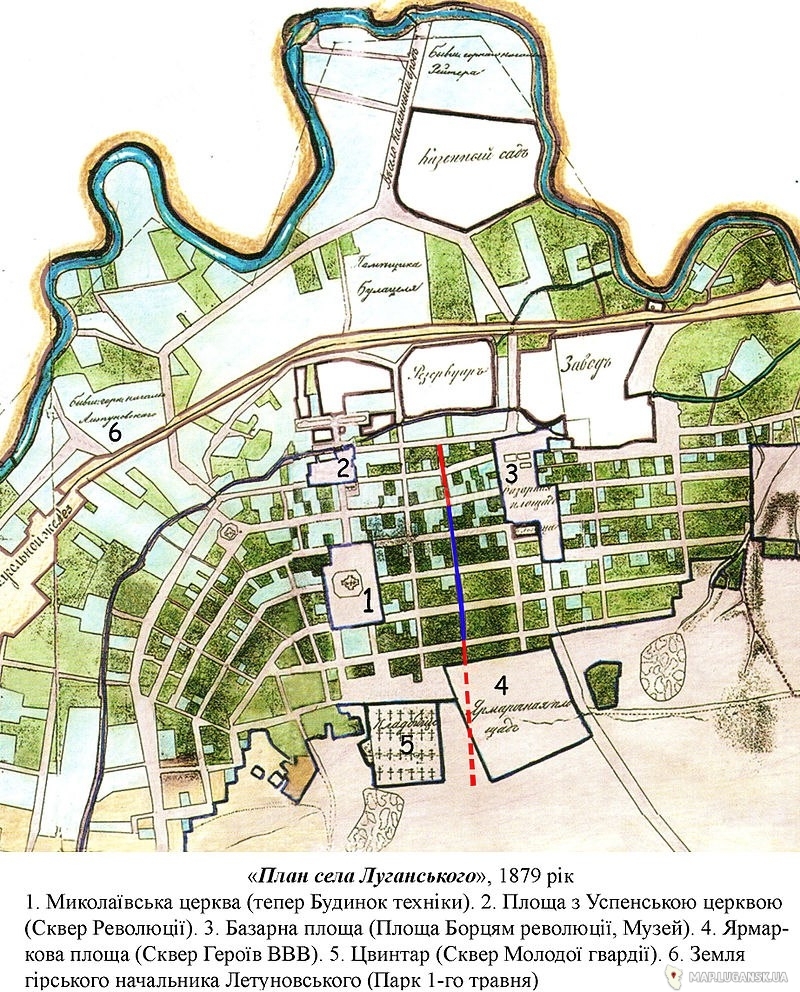 Луганск, план Каменобродского район 1879 год, История, Карта