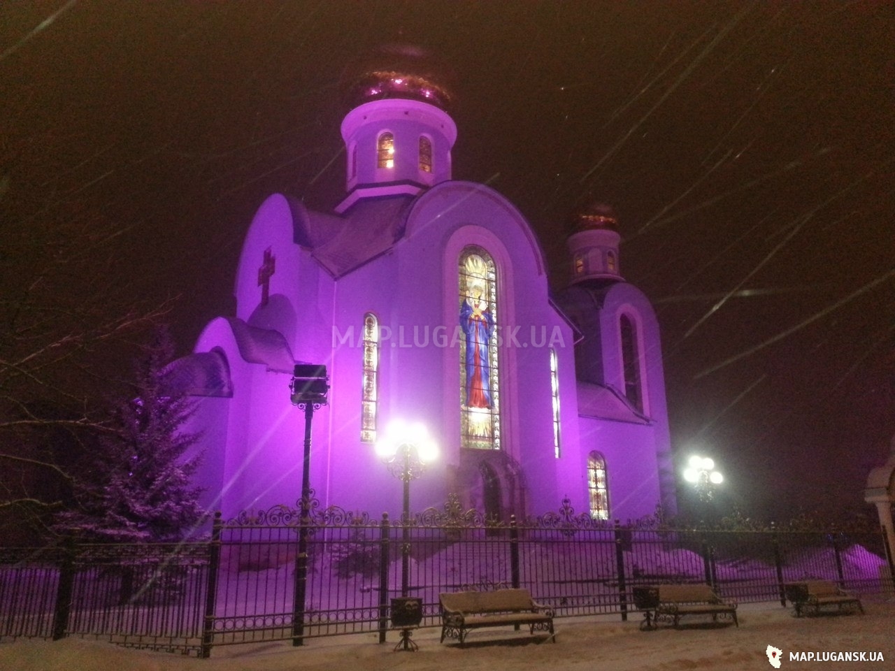 Карта Луганска - Фотографии - Современные, Профессиональные, Ночь, Зима, Снег