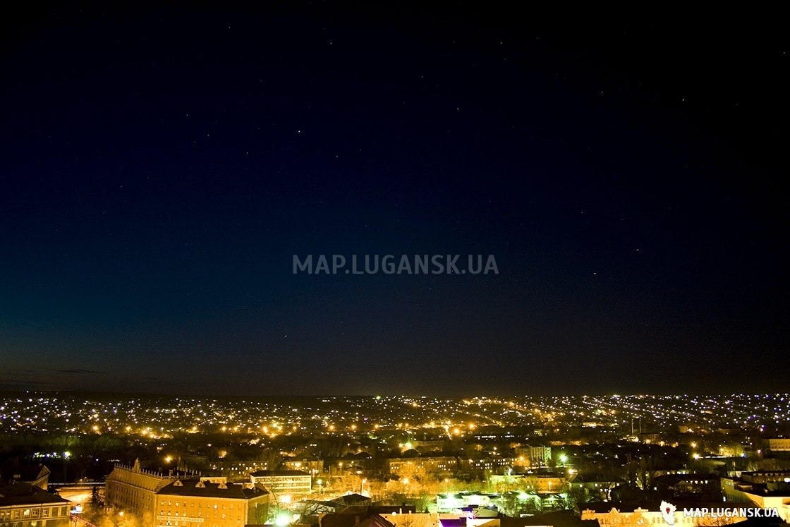 Карта Луганска - Фотографии - Современные, Профессиональные, С высоты, Ночь