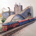 Луганск, жд вокзал, Современные, Рисунки